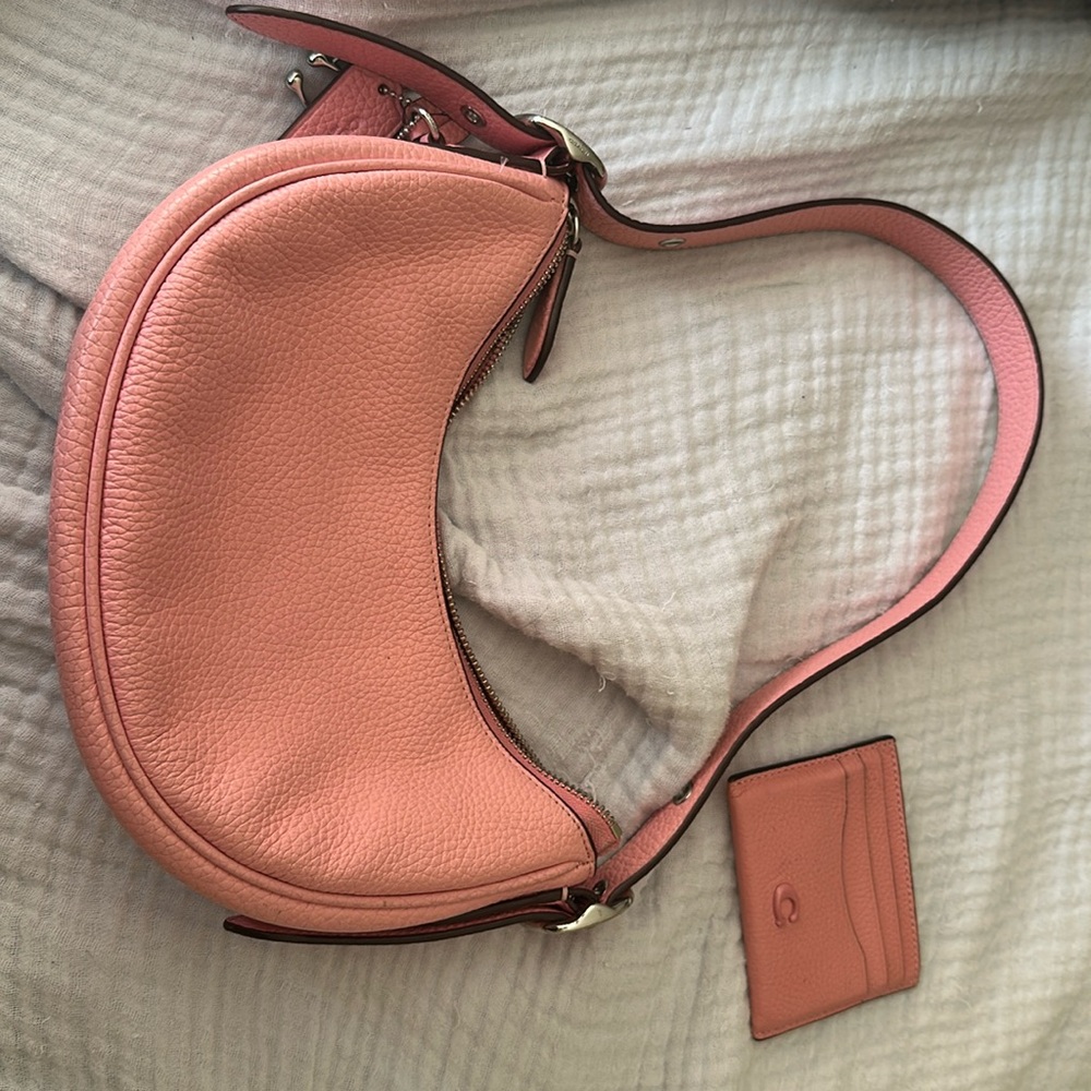 Pink Coach handbag and card holder matching set
